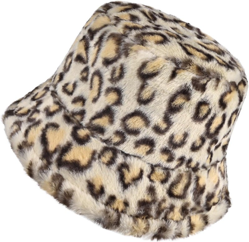 Yonchic Store Winter Soft Faux Fur Plush Bucket Hat, Lovely Fisherman Cap, Fashion Outdoor Thick Warm Sun Cap for Women - Image 1